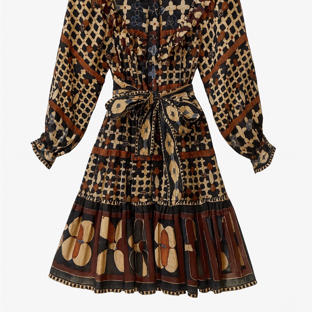 Lotie mini dress deco - Cleobella Black and Brown Long Sleeve Dress